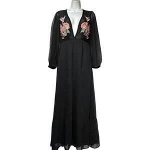 Cleobella Amarylis floral embroidered long Sleeve Maxi Dress Size S